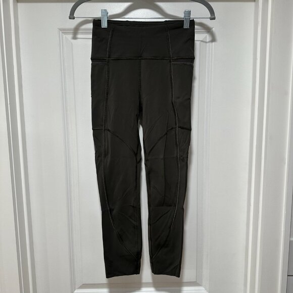 Lululemon Run The Course Crop Legging Camo Green Size 4 - Picture 3 of 9